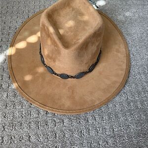 Freebirds Tan Suede Cowboy Hat with band